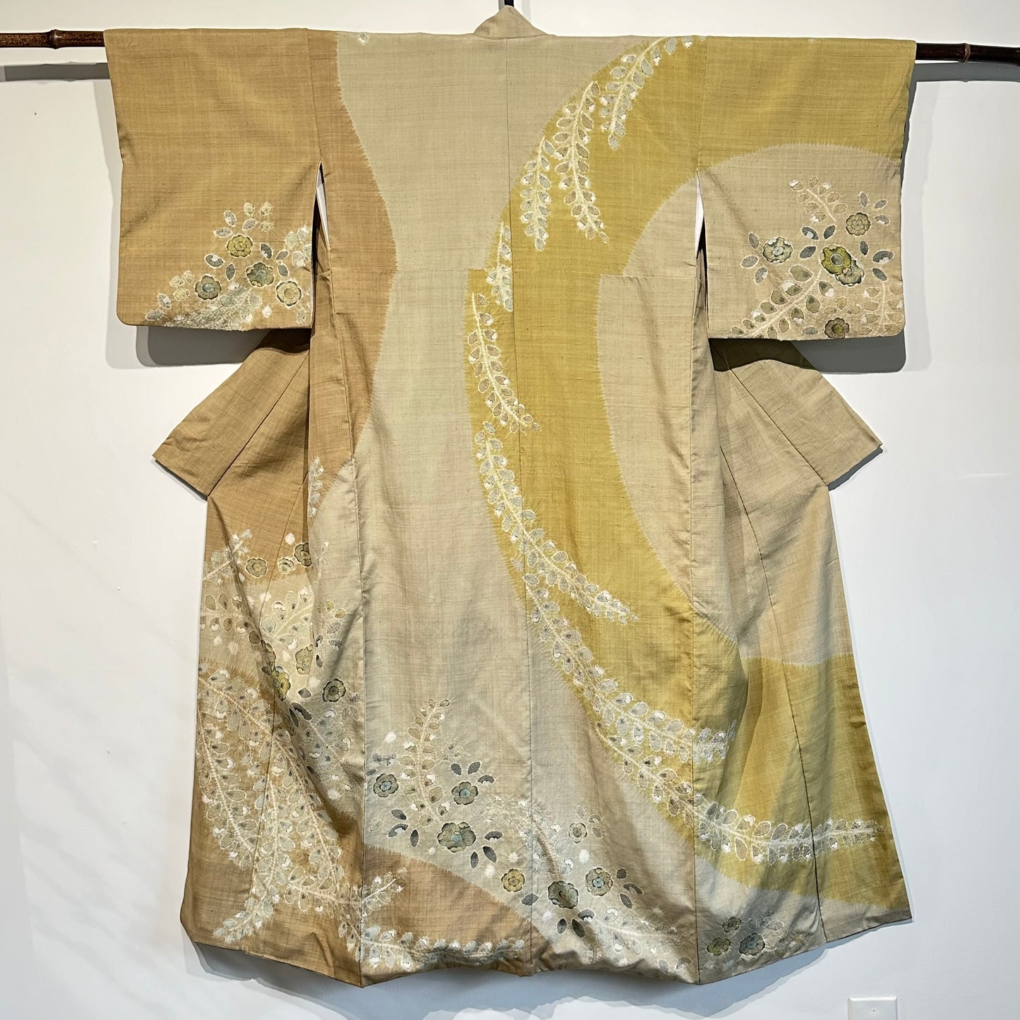 Japanese Tsumugi Silk Kimono Shibori Hand Woven