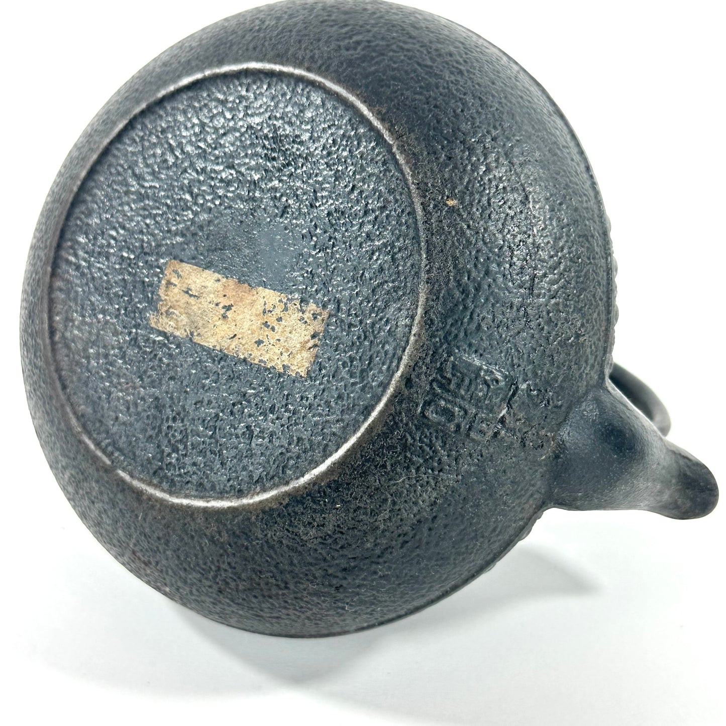 Japanese Antique Tetsubin Round with Hexagon Hail Stone Pattern 6"H