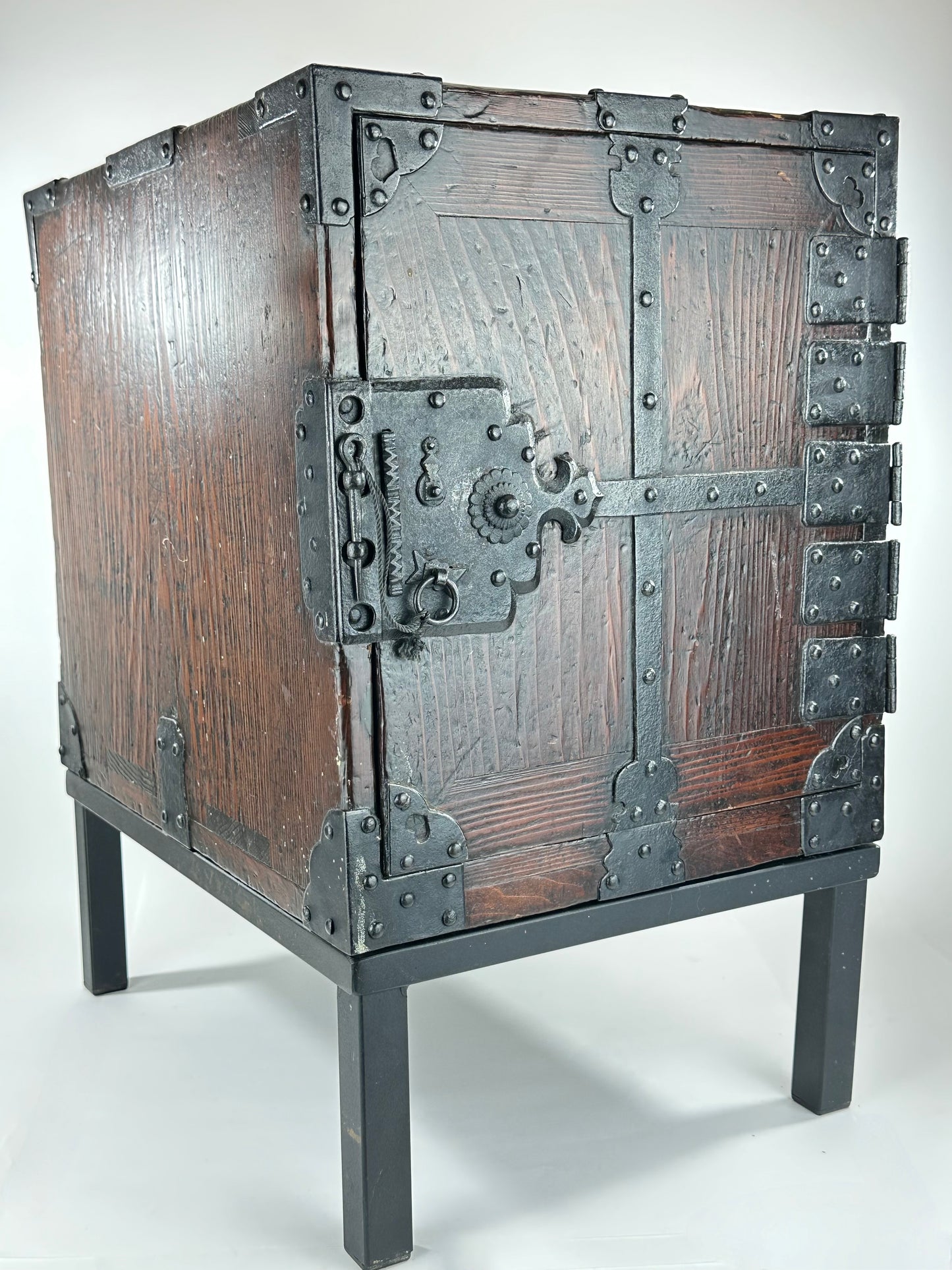 ntique Japanese Funadansu Ship Chest Sugi Kiri Iron Hardware Edo Period Custom Stand c1840's