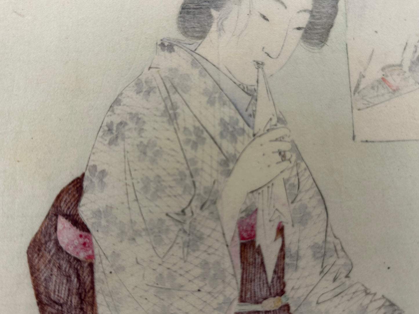 Suzuki Kason Original Woodblock Print "Autumn Shower" Russo Japanese War 1904 LS#205
