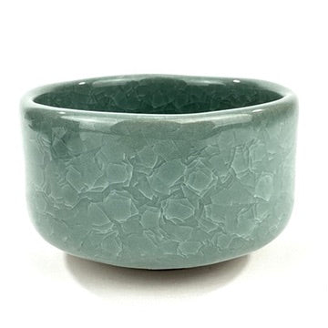 Japanese Handmade Mino Ware Chawan Matcha Tea Bowl Hiwa Celadon Green Kannyu Crackle NEW 5"