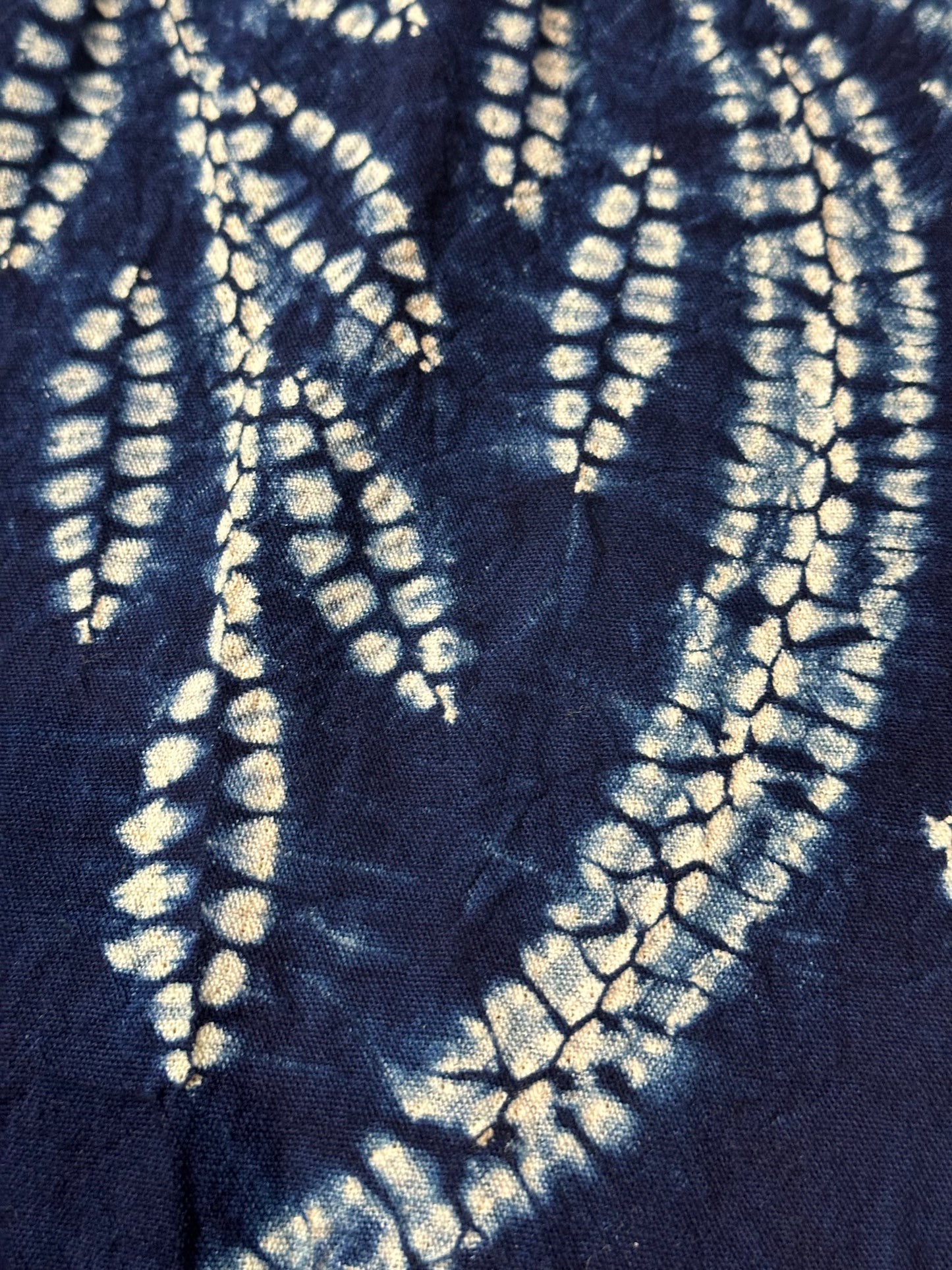 Vintage Japanese Indigo Shibori Noren Curtain Floral Motif Vintage Cotton ~40"L