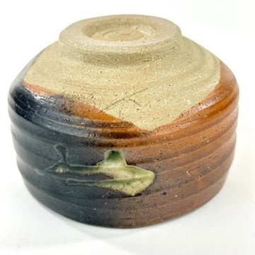 Japanese Mino Ware Chawan Matcha Tea Bowl Iron Brown Black Ash Green Drip Glaze NEW 5"