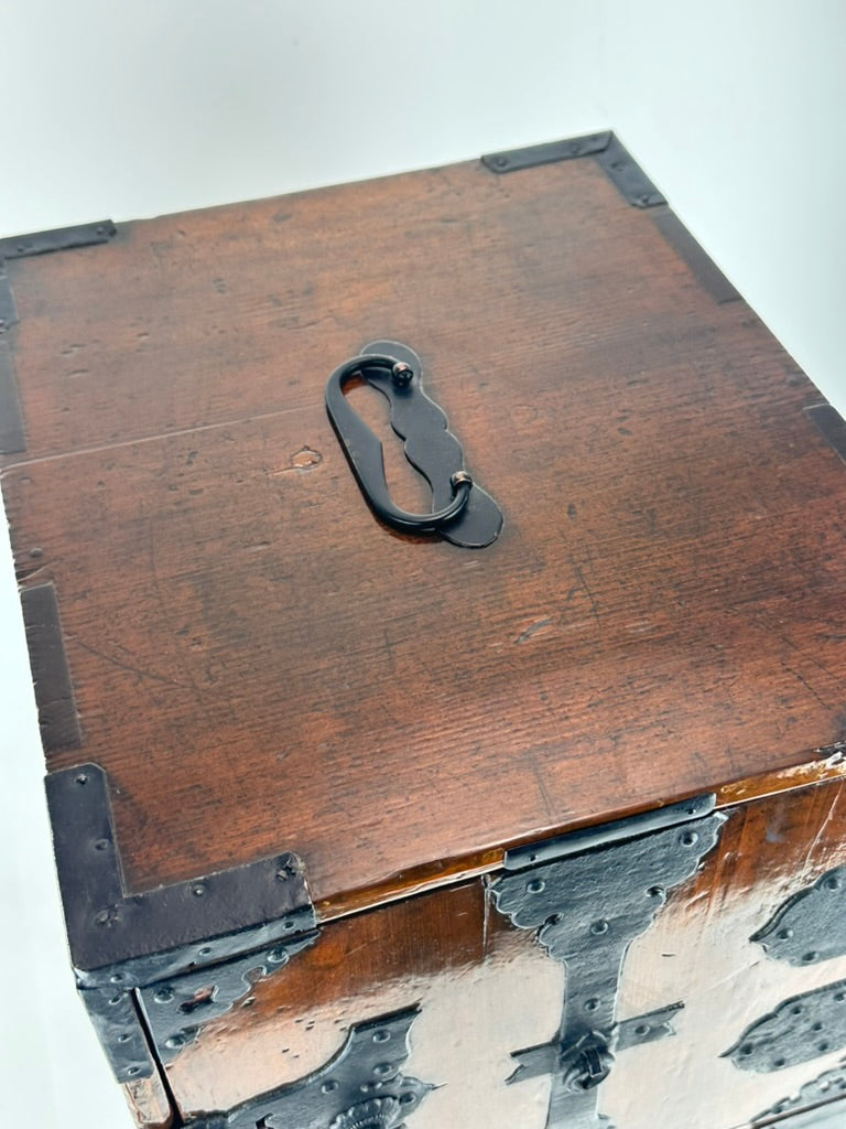 Antique Japanese Funadansu Ship Chest Sugi Iron Hardware Edo Period Custom Stand c1840 21"H