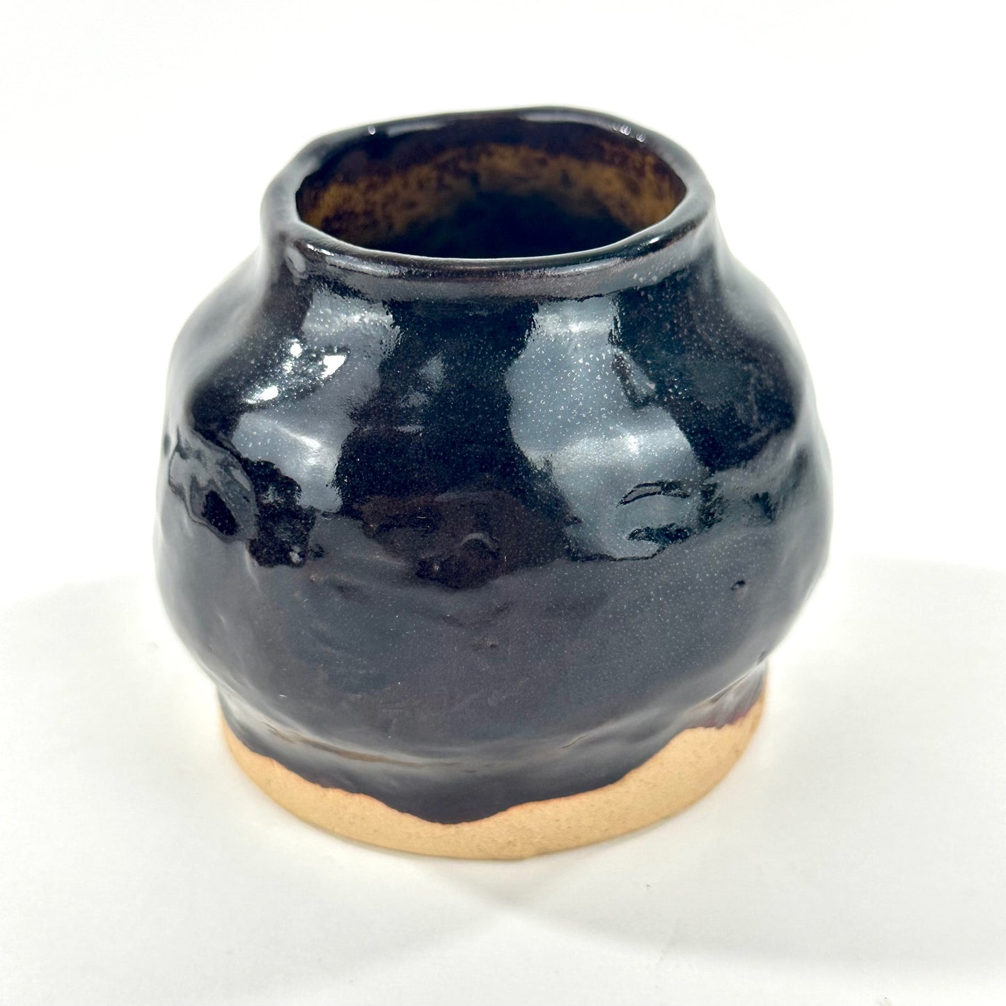 Vintage Japanese Studio Pottery Small Stoneware Jar Kotsubo Iron Black Glaze