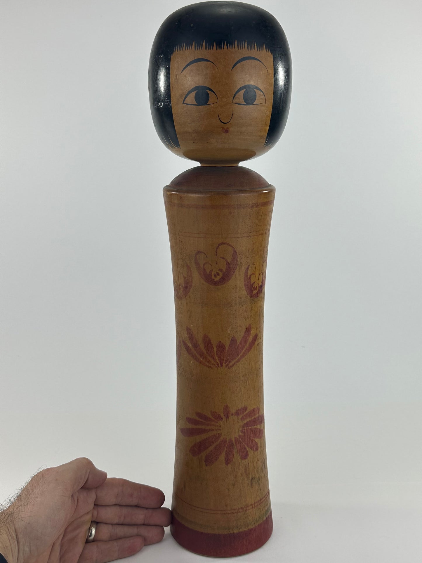 Vintage Japanese Large Kokeshi Wooden Doll Signed by Maker 18"