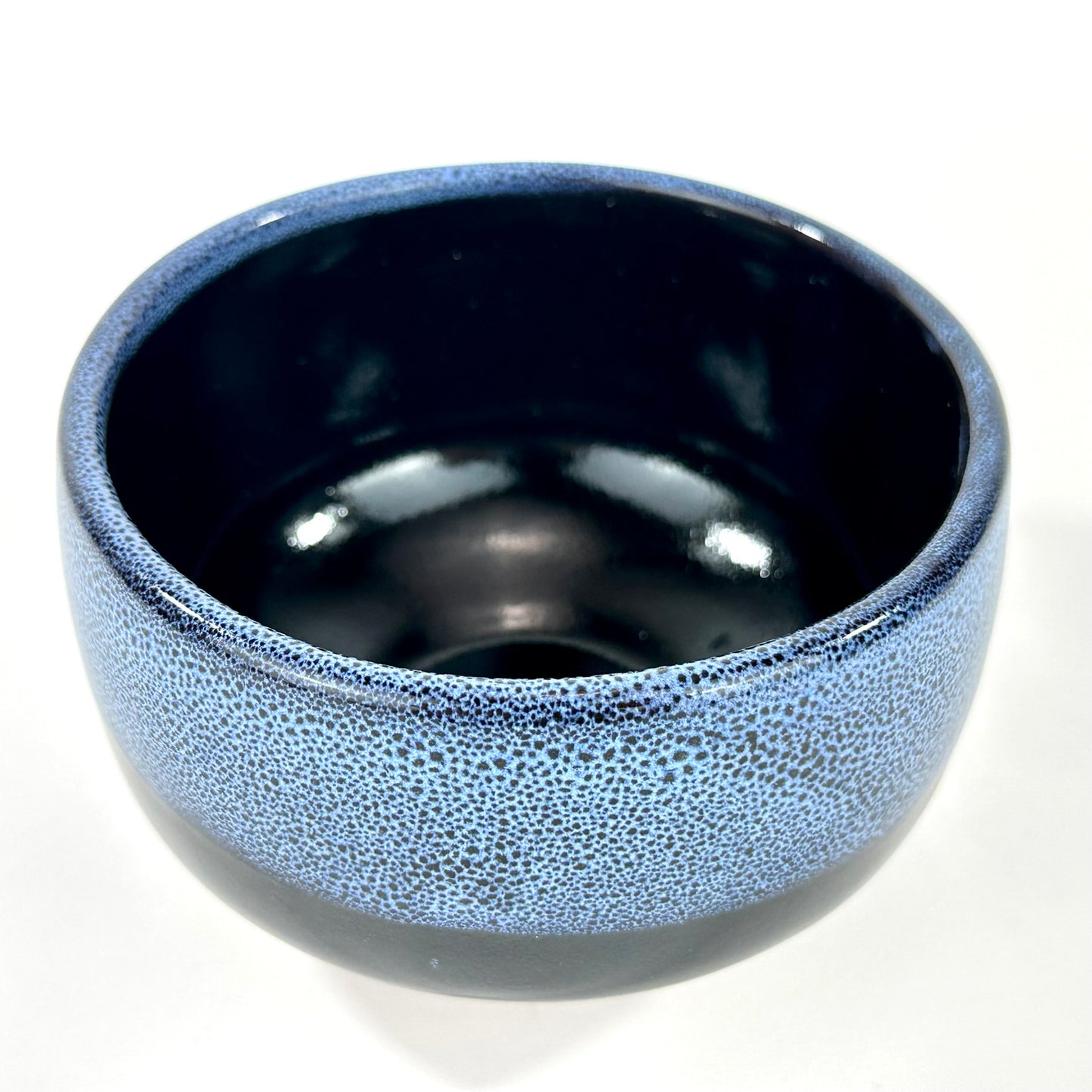 Japanese Chawan Matcha Tea Bowl Tenmoku Black Spot Blue Speckle Glaze NEW 5"