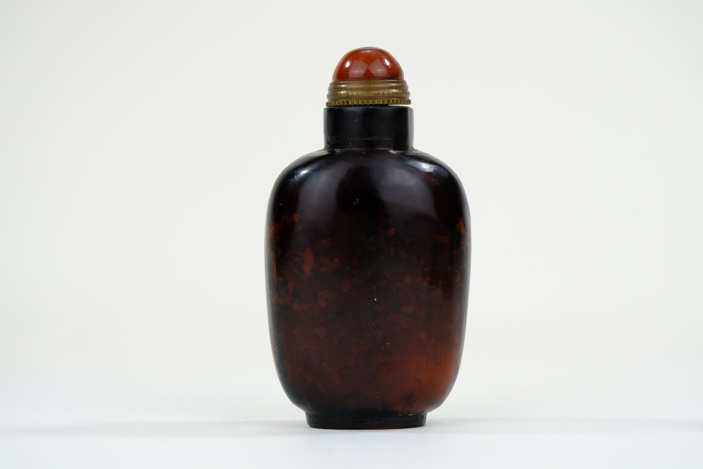 Vintage Chinese Natural Carved Ruby-Red Stone Snuff Bottle 3"