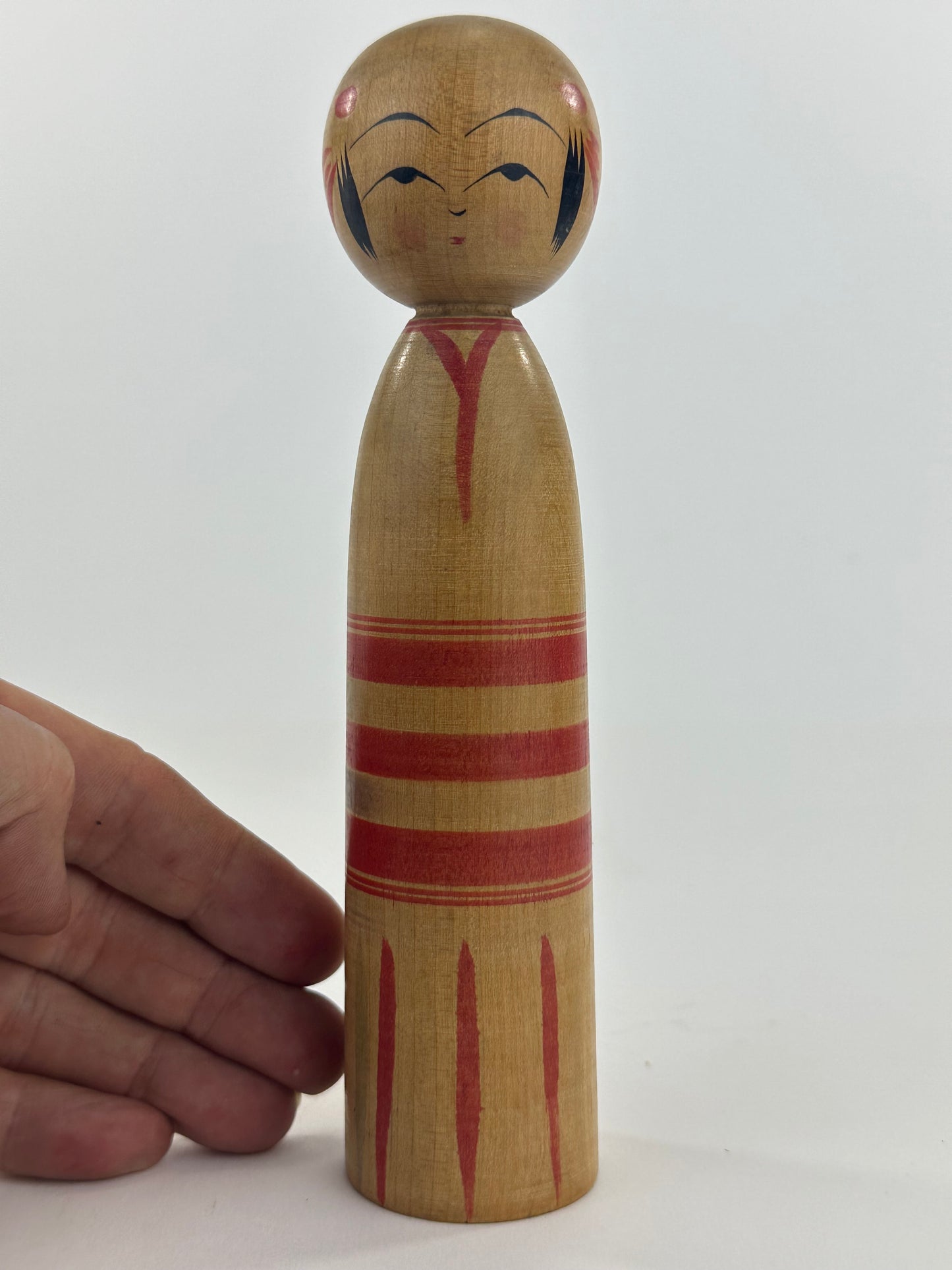 Vintage Japanese Kokeshi Wooden Doll Signed by Maker 7"
