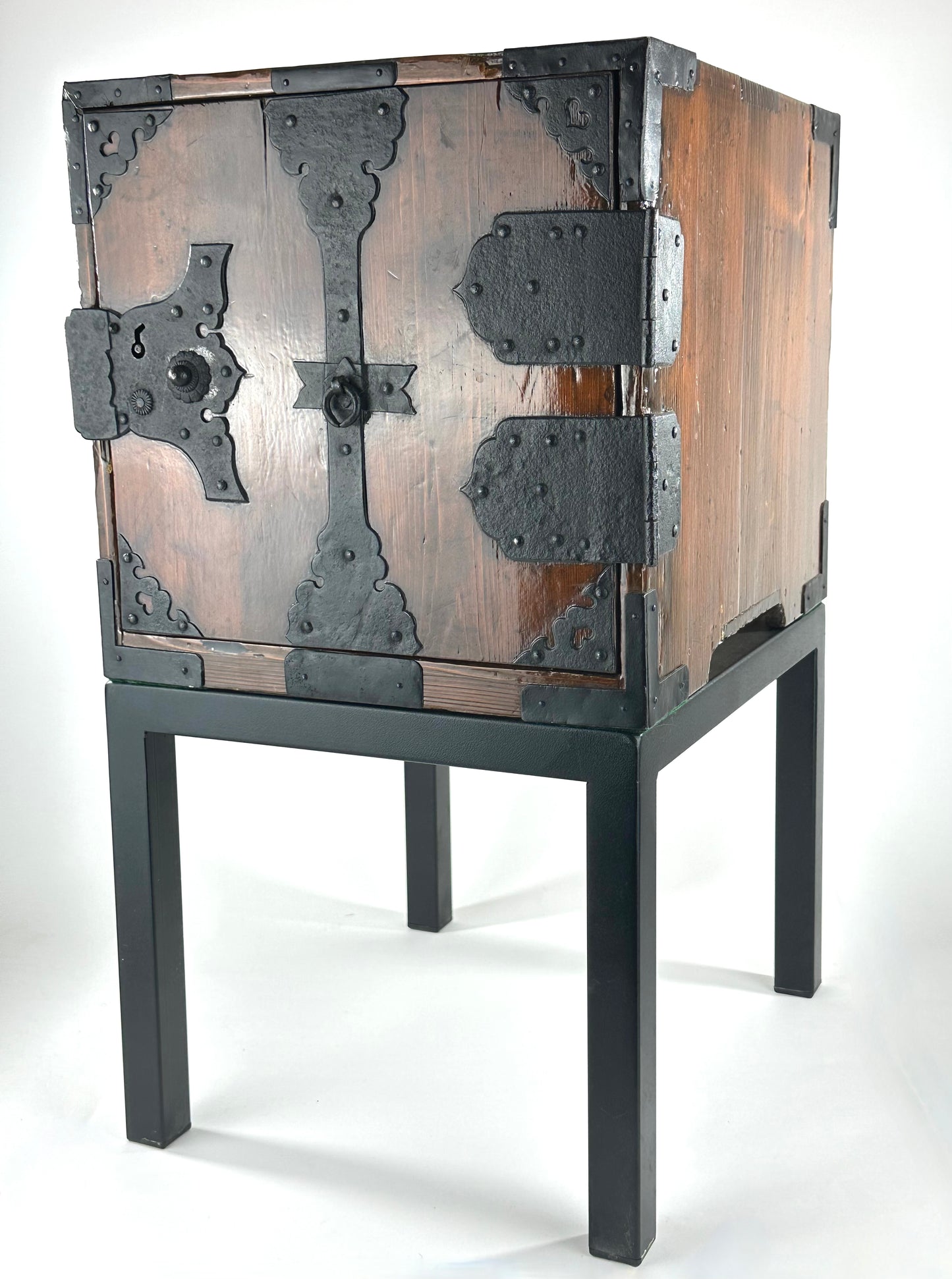 Antique Japanese Funadansu Ship Chest Sugi Iron Hardware Edo Period Custom Stand c1840 21"H