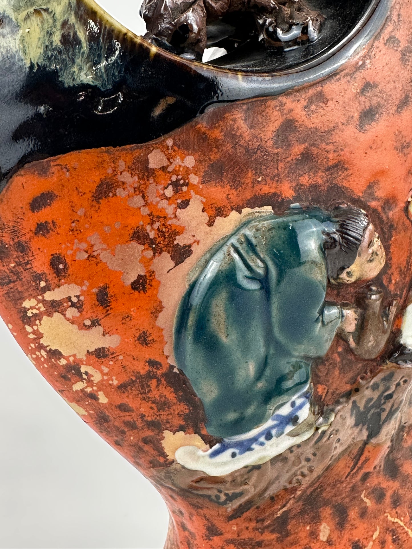 Japanese Meiji Era Sumida Gawa Ceramic Vase/Vessel Inoue Ryosai (c.1900) LS#076