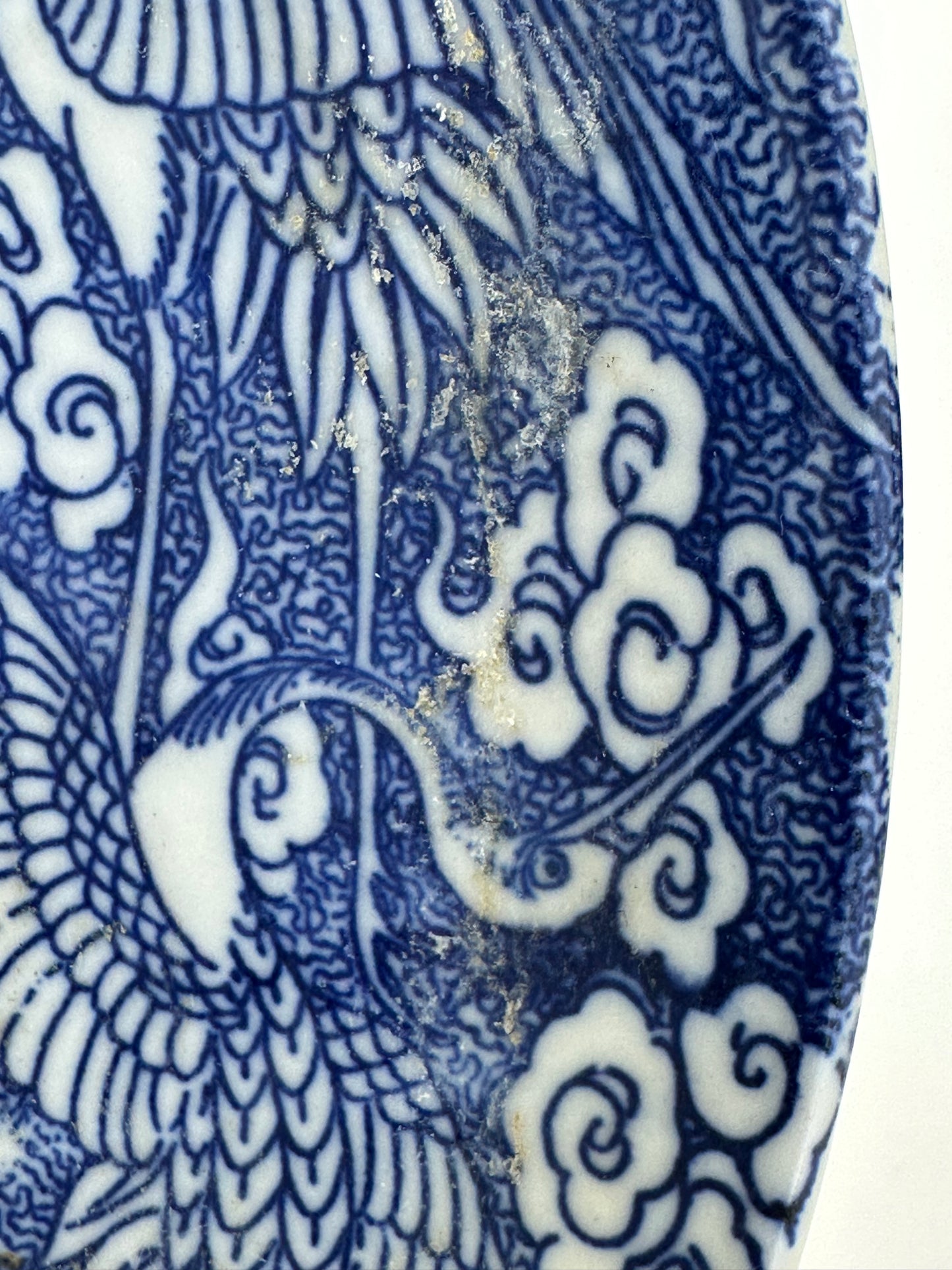 Antique Japanese Late Edo Period 19th Century Imari Ceramic Plate Blue & White 10"