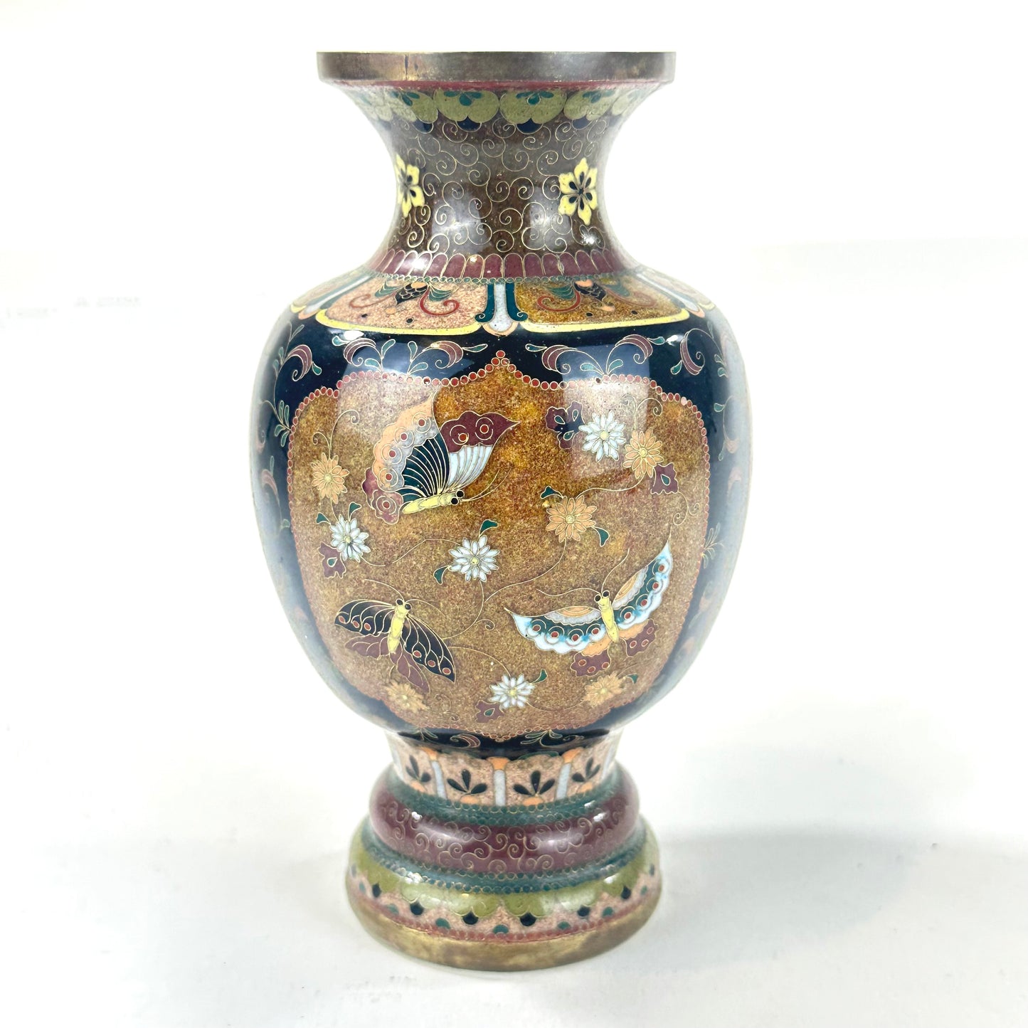 Antique Japanese Meiji Era (c1880) Cloisonné Vase Phoenix 6”