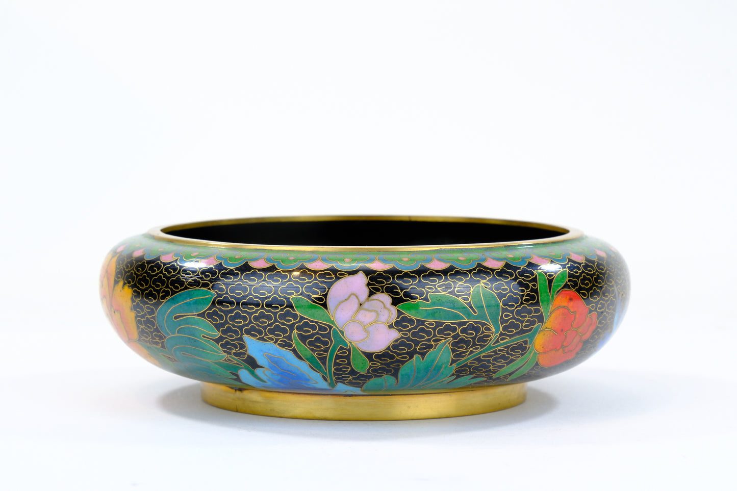 Antique Japanese Meiji Period Cloisonné Bowl with Floral Decoration