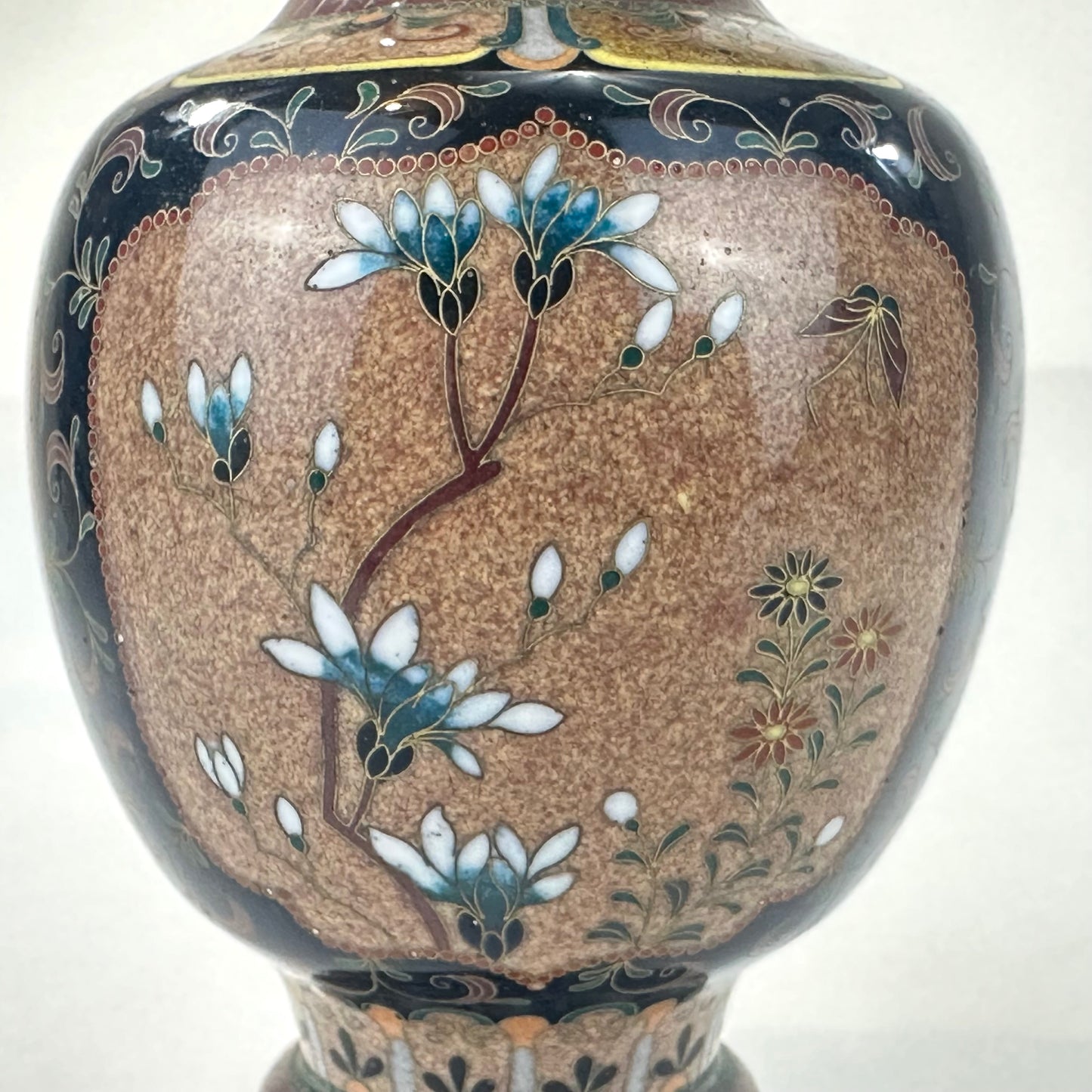 Antique Japanese Meiji Era (c1880) Cloisonné Vase Phoenix 6”