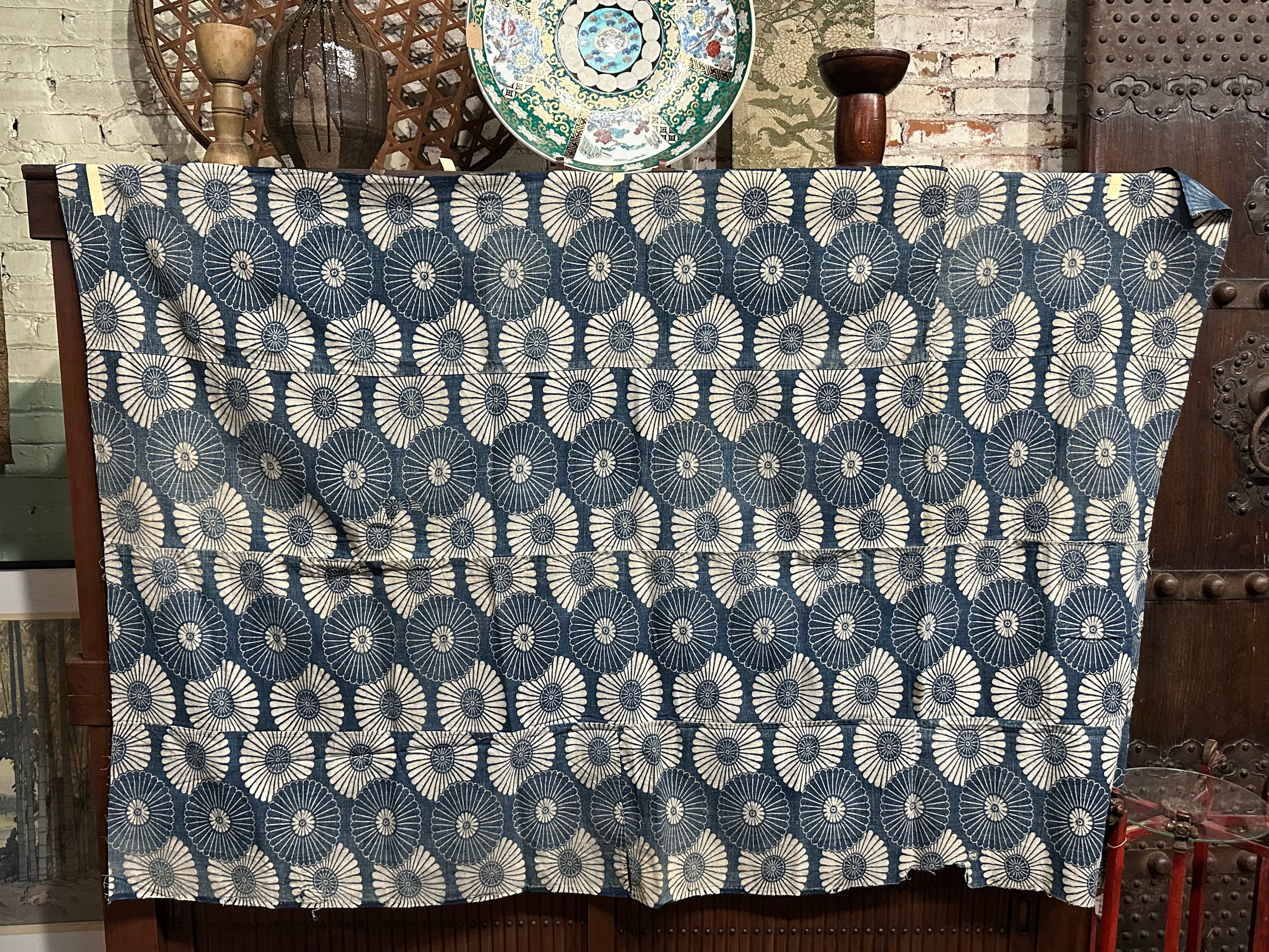 Antique Japanese 19th Century Textile - Katazome Indigo 49