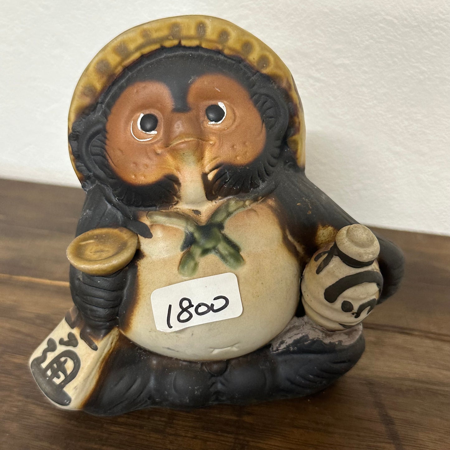 Vintage Japanese Tanuki "Raccoon-dog" Ceramic Statue 4.5"