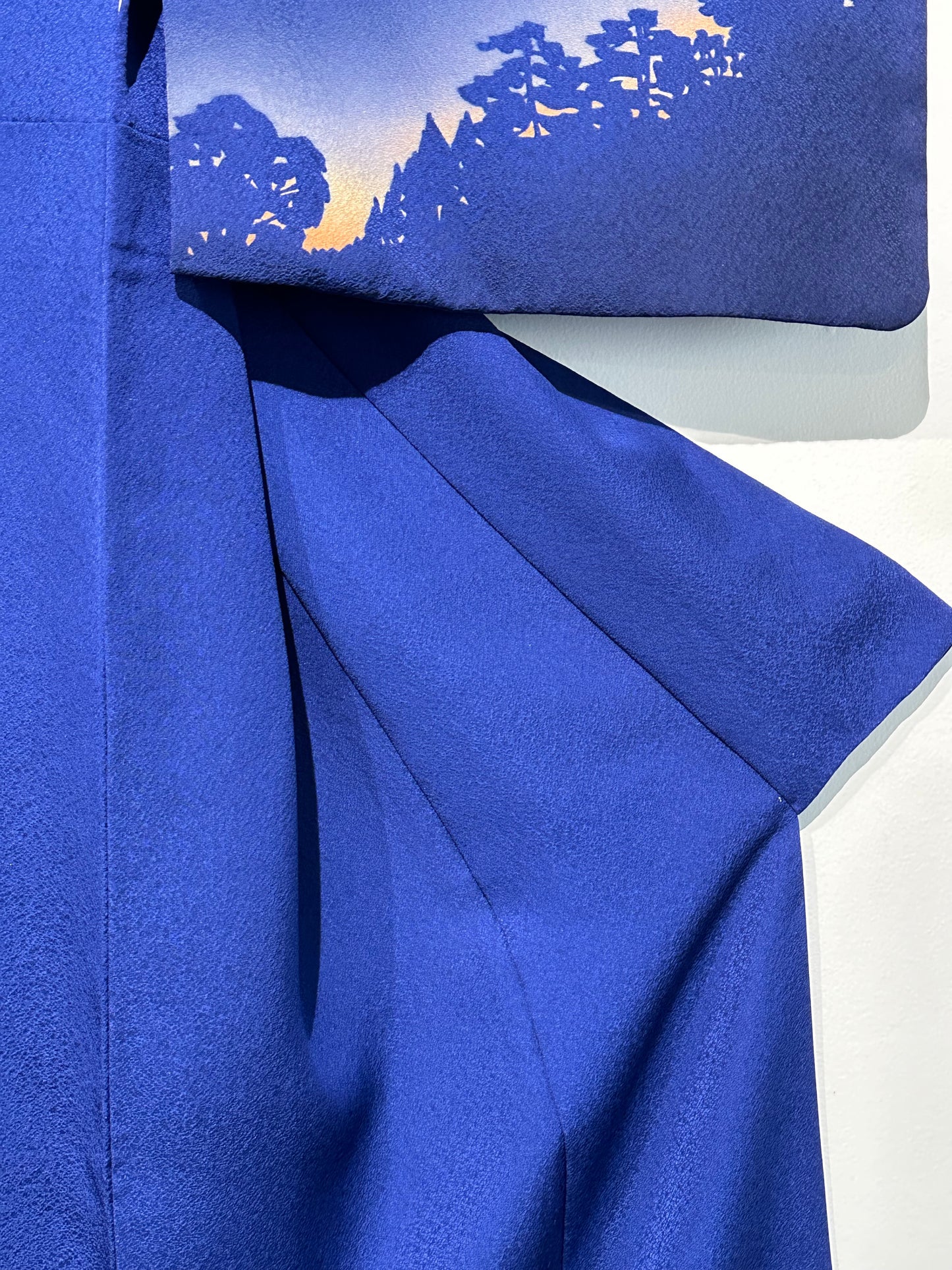 Japanese Signed Silk Houmongi Kimono Hand Painted Night Sky Royal Blue