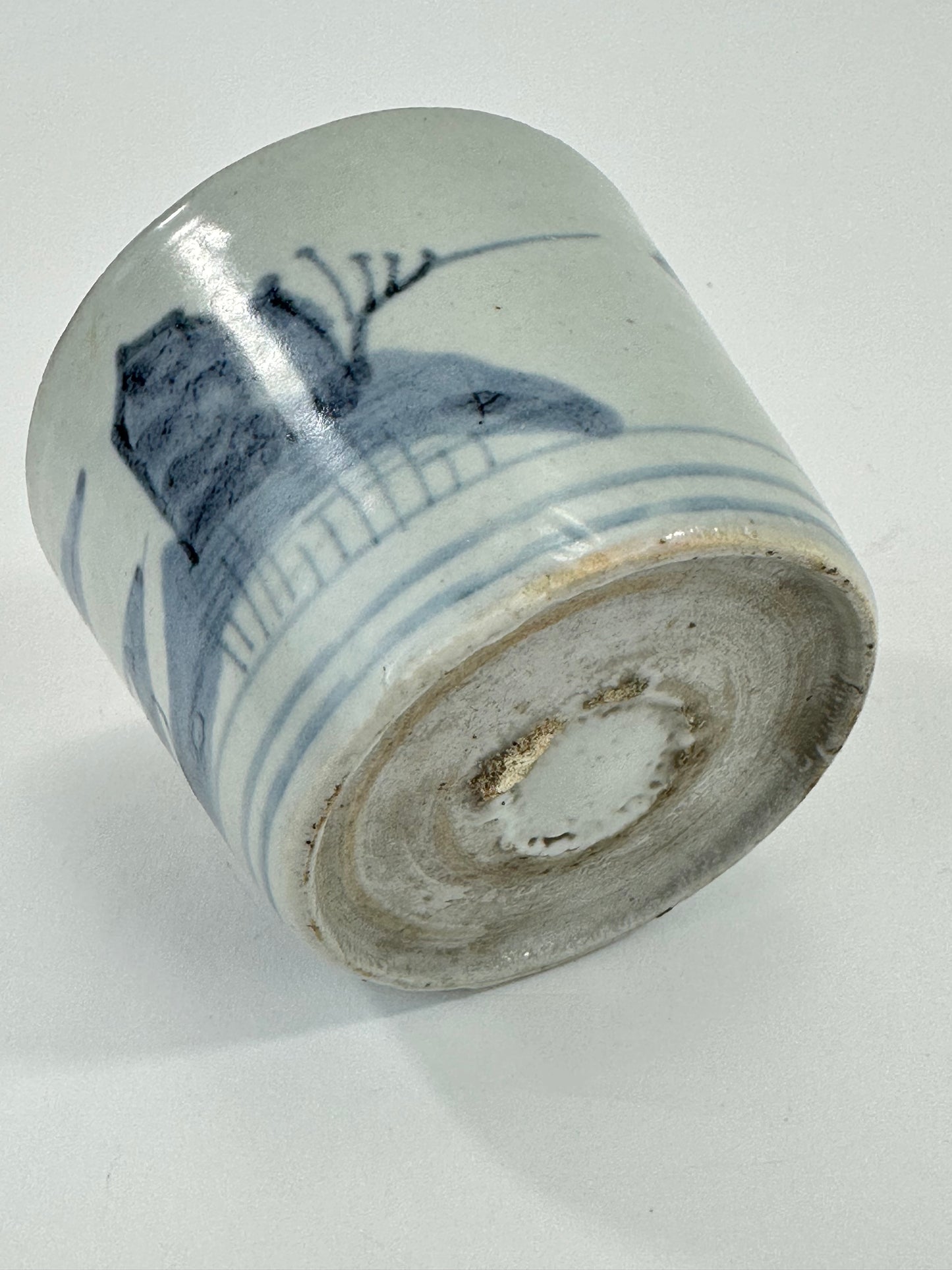 Antique Japanese Edo Period Blue & White Porcelain Sobachoko Sake / Tea Cup 3"