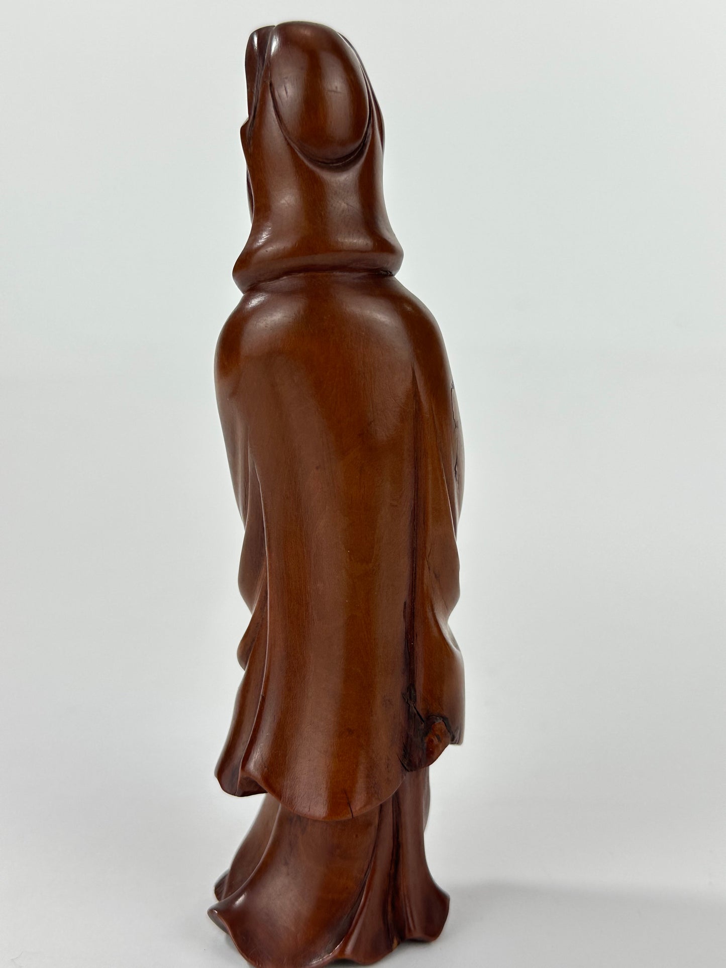 Vintage Chinese Hand-Carved Quan-Yin Figurine Sculpture Folk Figure 6"H
