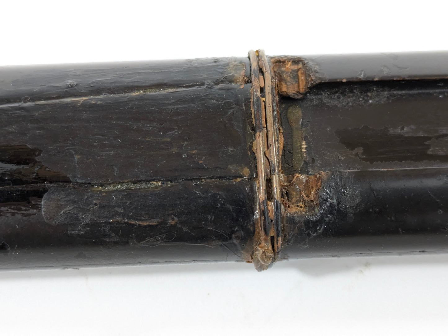 Antique Japanese Tanto – Edo Period – Deer and Pine Fittings, Arrowhead Tsuba, Black Lacquer Saya LS122