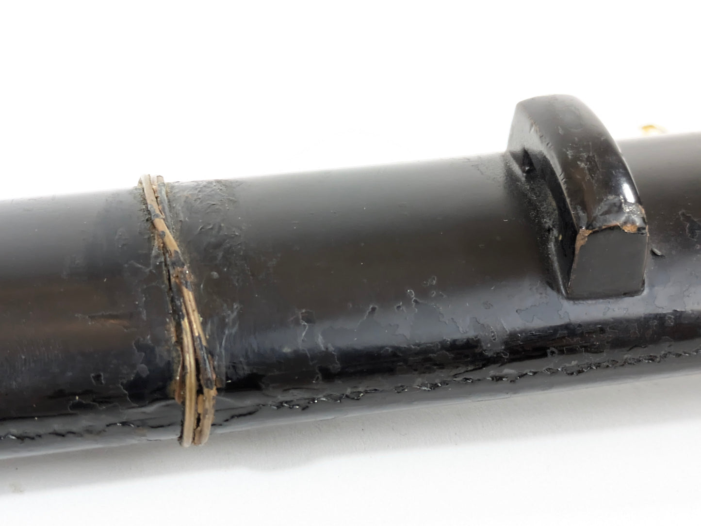 Antique Japanese Tanto – Edo Period – Deer and Pine Fittings, Arrowhead Tsuba, Black Lacquer Saya LS122