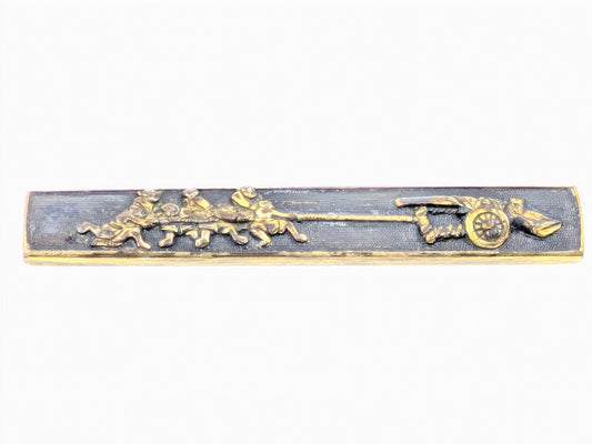 Fuchi-Kashira w/ Soldiers Pulling Cannon Japan Edo period (1603–1868) Copper Alloy w/ Gilt Details LS195