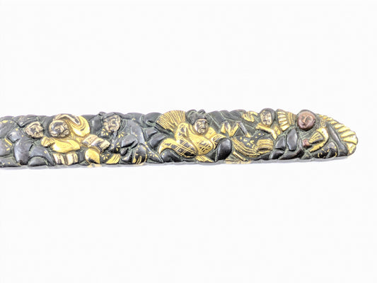 Japanese Edo Period Kozuka Knife Sheath Scholars in Gilt Relief Edo period (18th–19th C) LS109