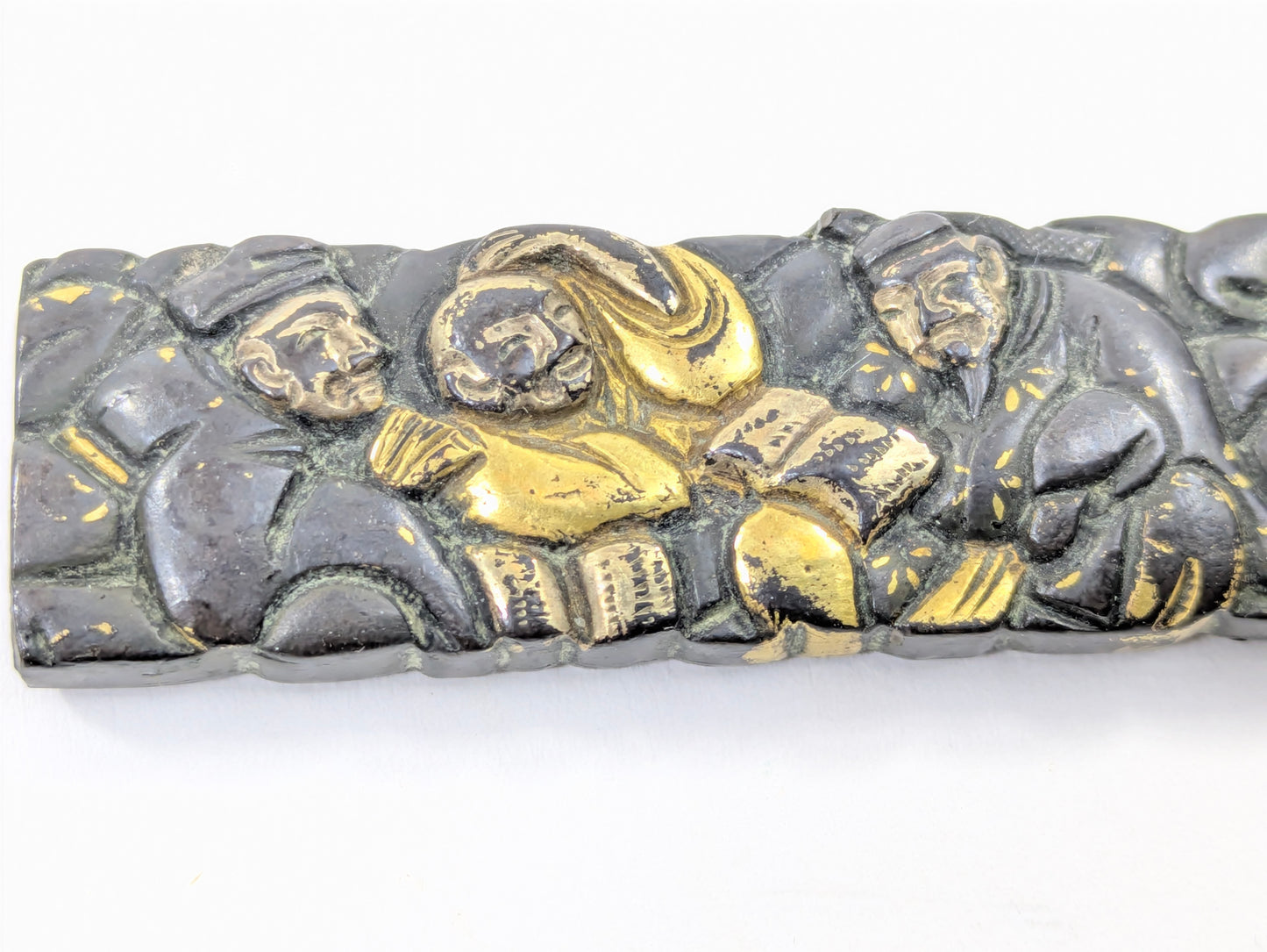 Japanese Edo Period Kozuka Knife Sheath Scholars in Gilt Relief Edo period (18th–19th C) LS109