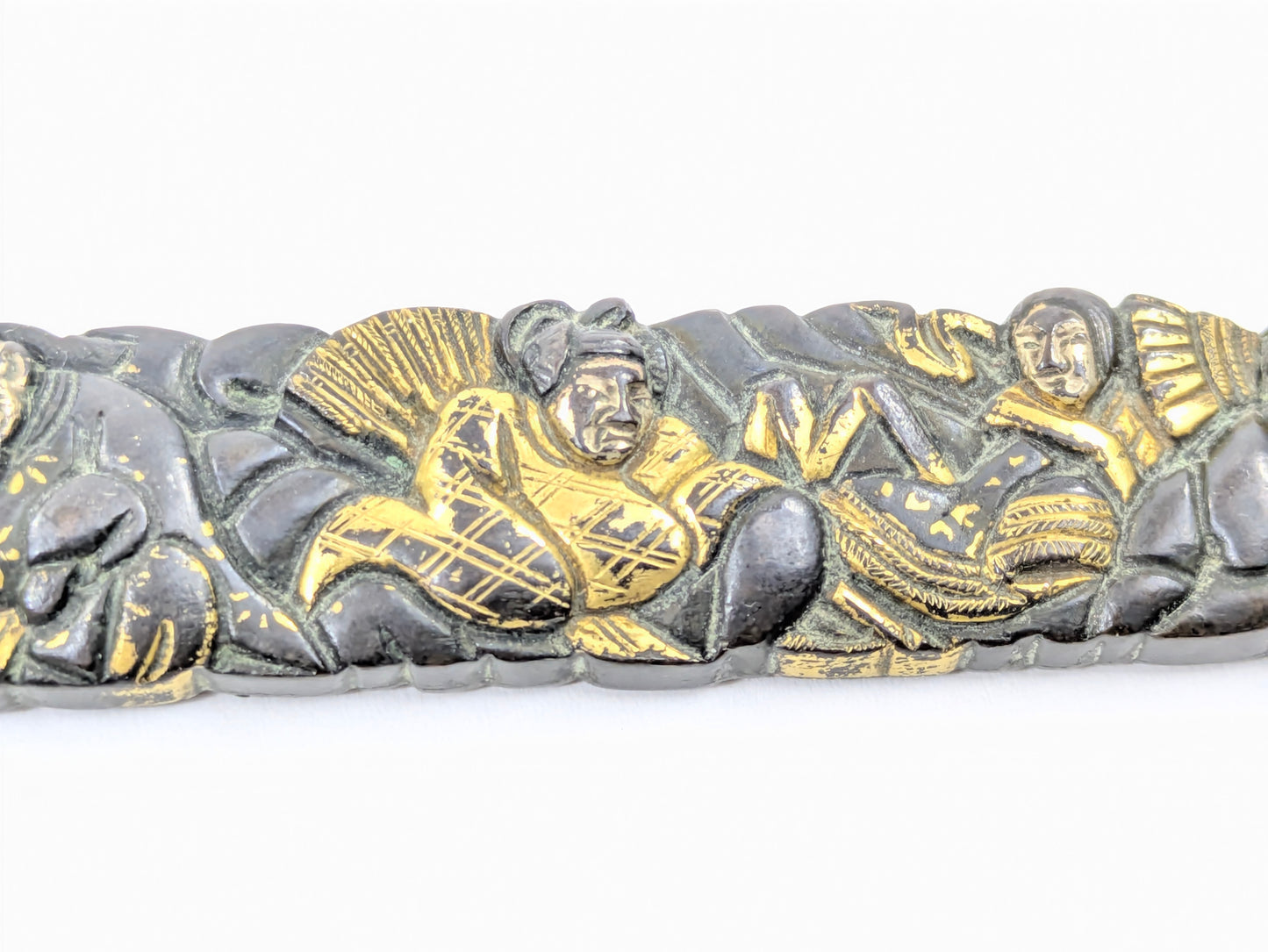 Japanese Edo Period Kozuka Knife Sheath Scholars in Gilt Relief Edo period (18th–19th C) LS109