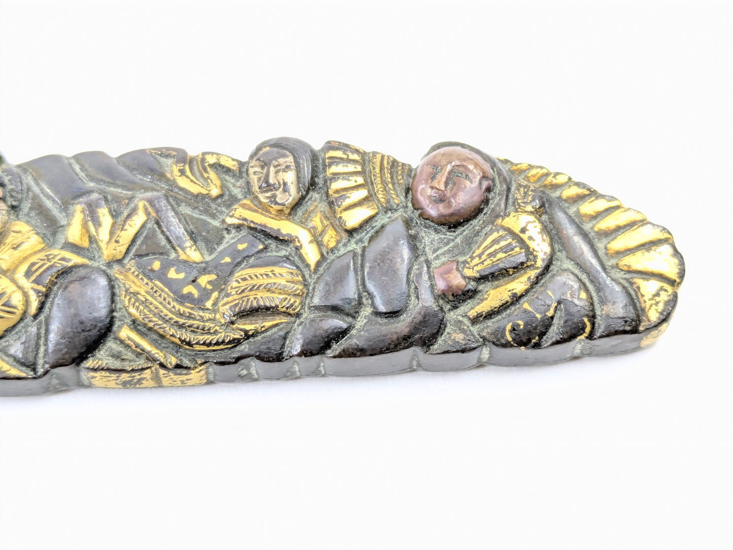 Japanese Edo Period Kozuka Knife Sheath Scholars in Gilt Relief Edo period (18th–19th C) LS109