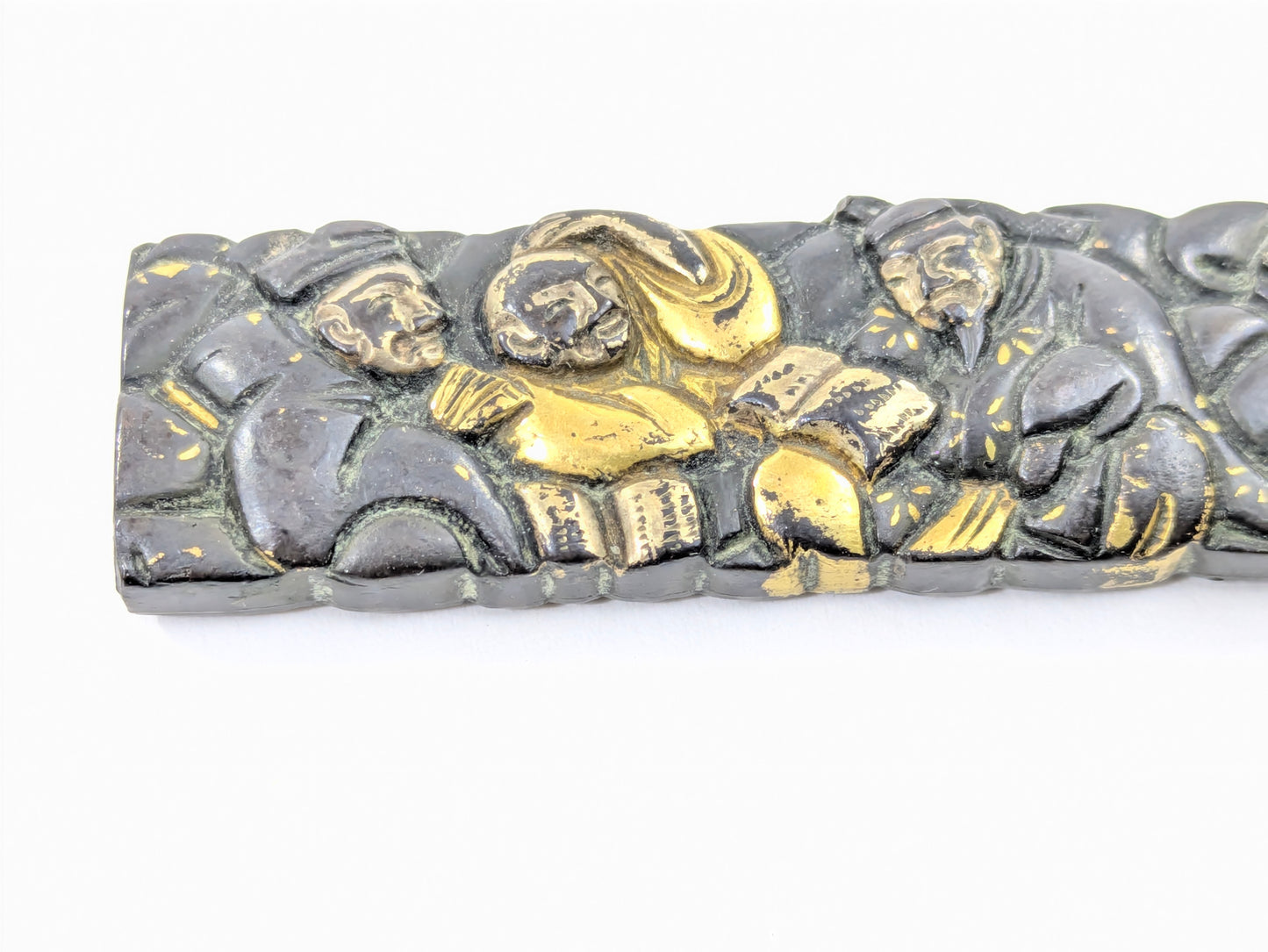 Japanese Edo Period Kozuka Knife Sheath Scholars in Gilt Relief Edo period (18th–19th C) LS109