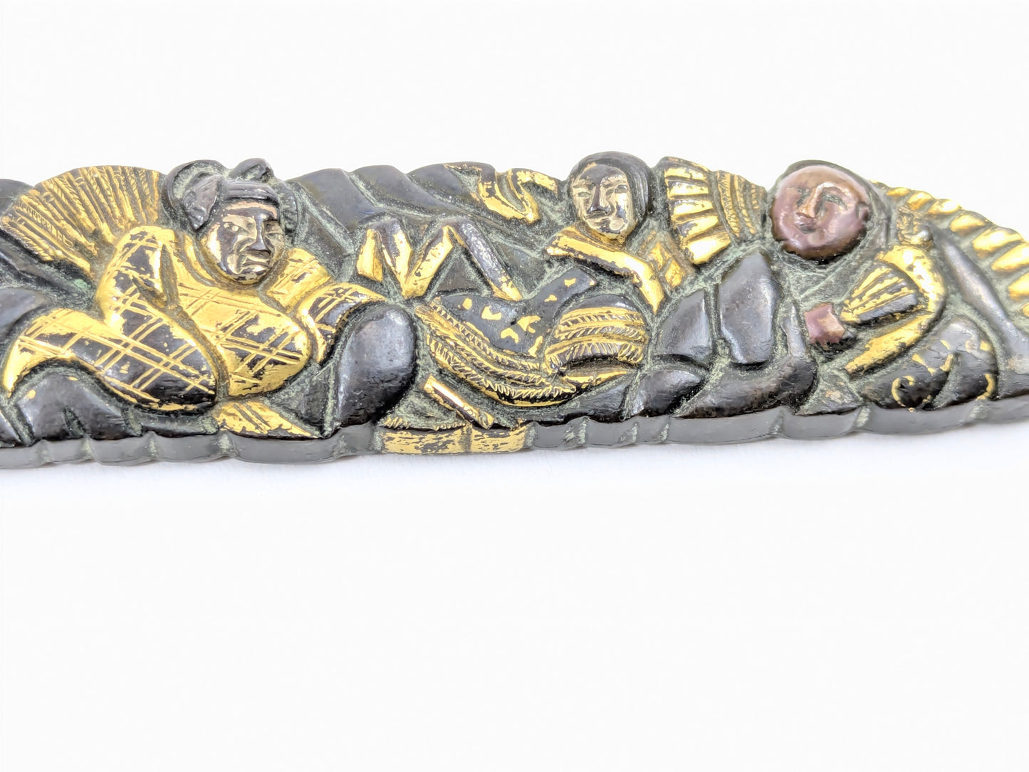 Japanese Edo Period Kozuka Knife Sheath Scholars in Gilt Relief Edo period (18th–19th C) LS109