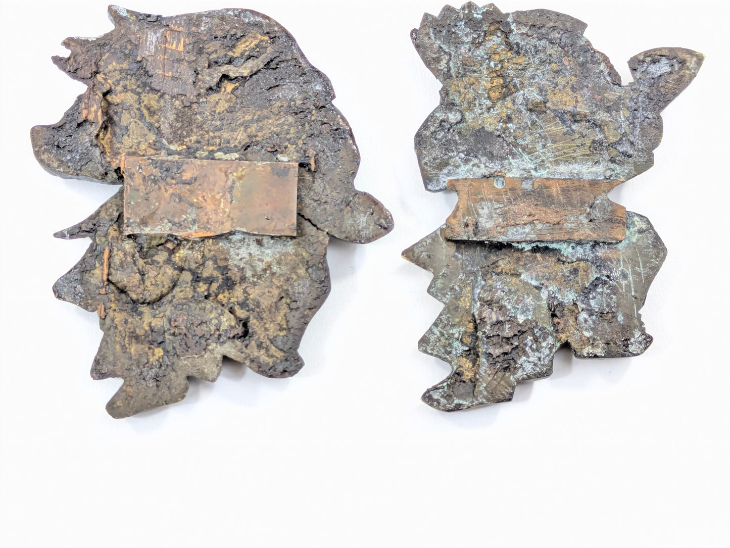 Antique Japanese Edo Period Menuki Pair Depicting Noh Dancers 2pc 19th C. 2"