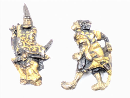 Japanese Menuki Pair Sword Fitting Heian Flute Player & Thief Edo period (18th–19th) Gilt LS194
