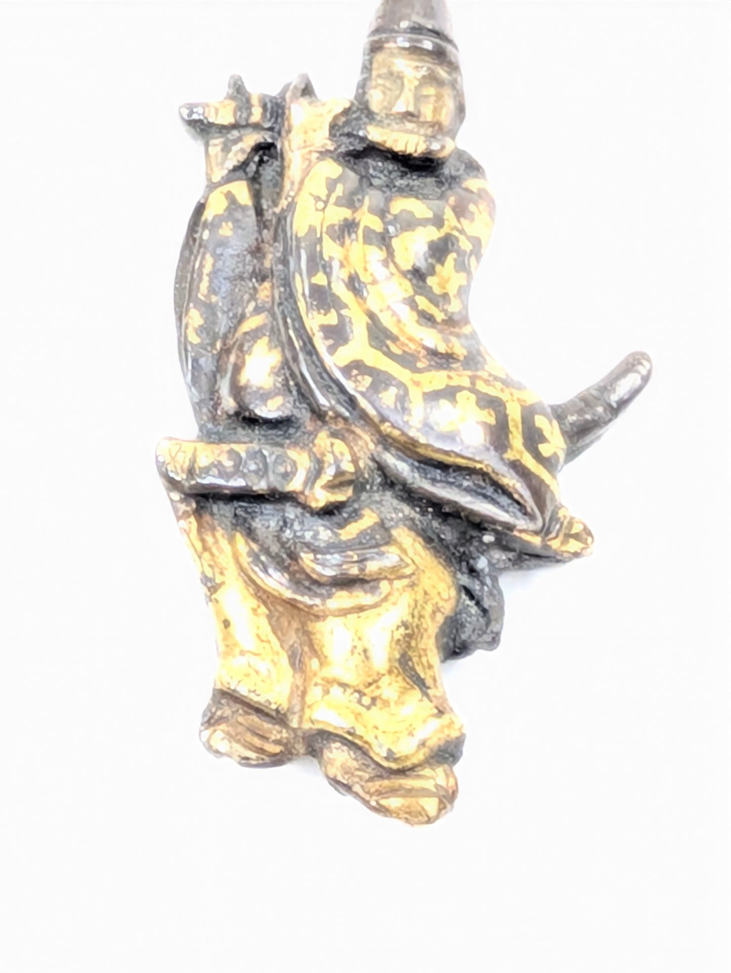 Japanese Menuki Pair Sword Fitting Heian Flute Player & Thief Edo period (18th–19th) Gilt LS194