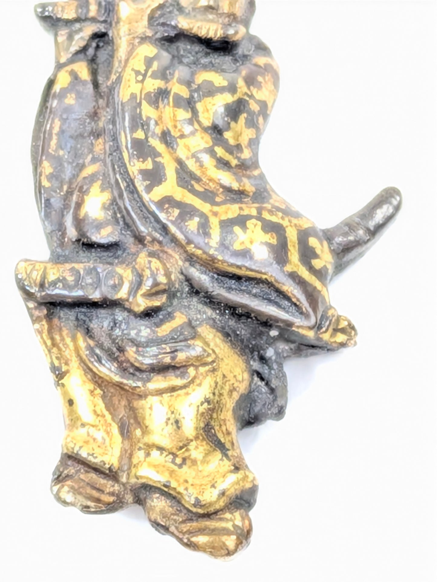 Japanese Menuki Pair Sword Fitting Heian Flute Player & Thief Edo period (18th–19th) Gilt LS194