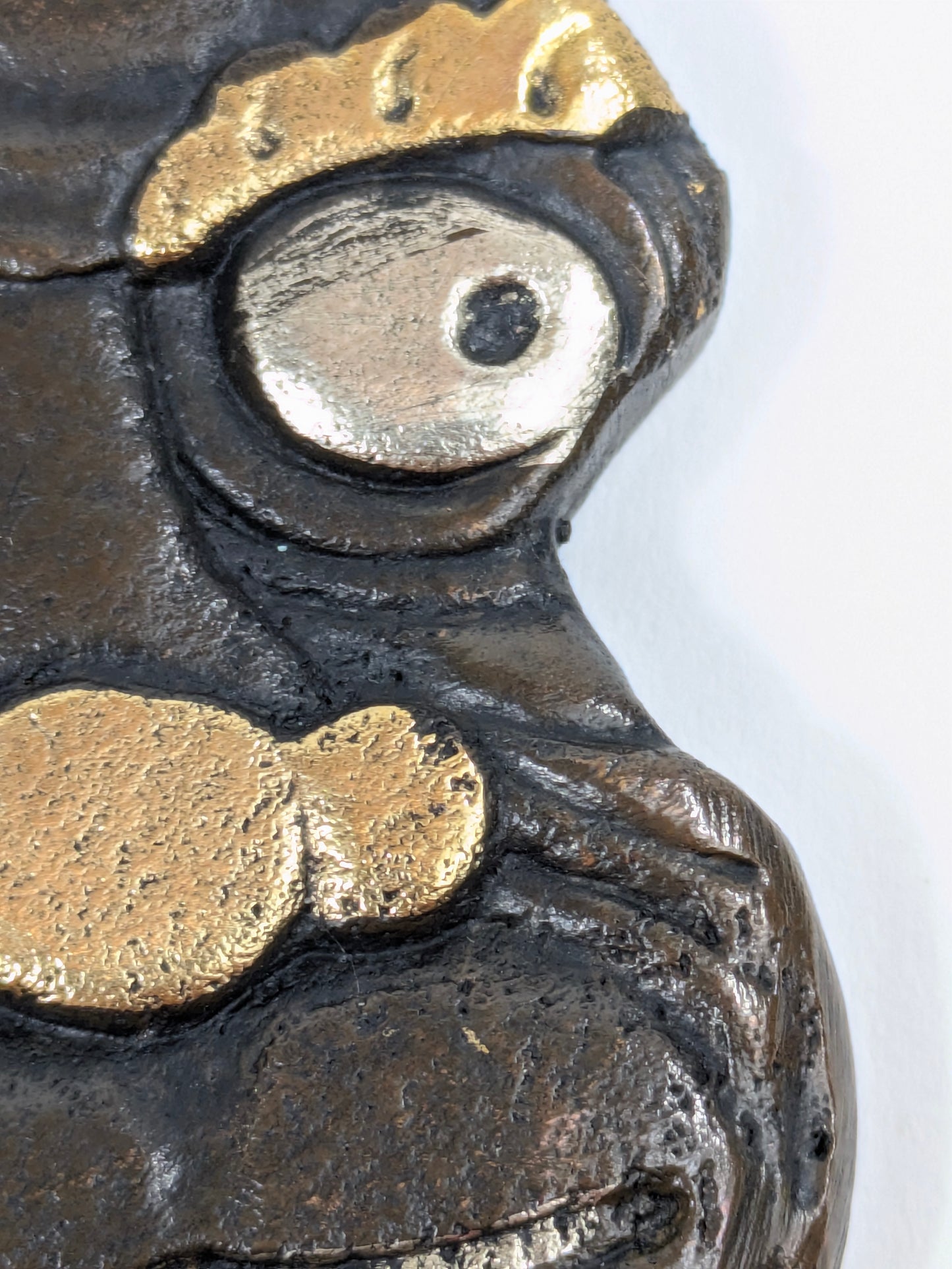 Decorative Tsuba Oni Mask Motif Japan, 20th (after Edo period) Cast iron gilt silvered details LS179