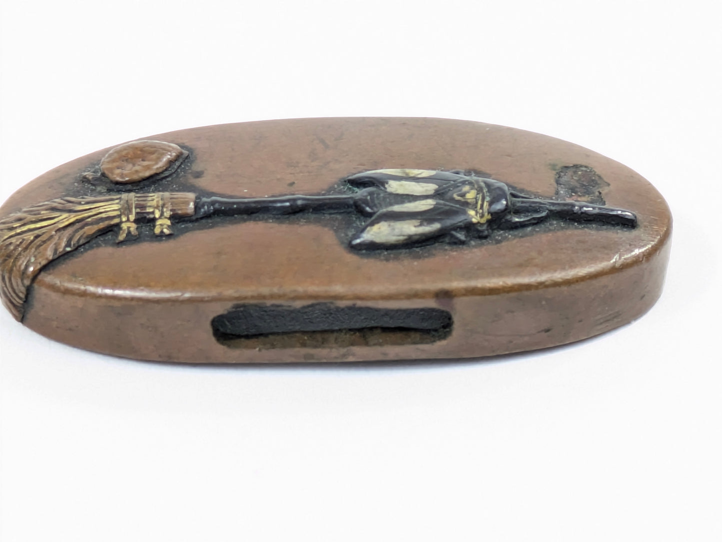 LS#110 FUCHI/KASHIRA 18-19th C Japanese Edo Antique Koshirae Sword Fitting “Insects“