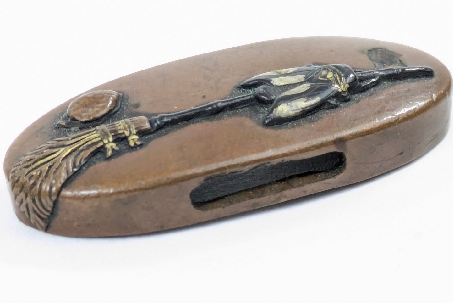 LS#110 FUCHI/KASHIRA 18-19th C Japanese Edo Antique Koshirae Sword Fitting “Insects“