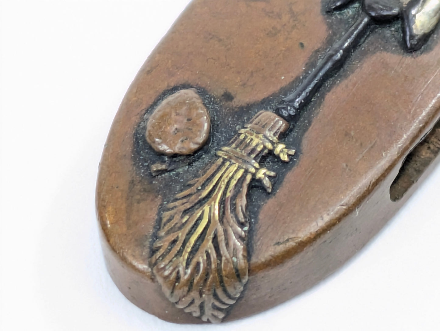 LS#110 FUCHI/KASHIRA 18-19th C Japanese Edo Antique Koshirae Sword Fitting “Insects“