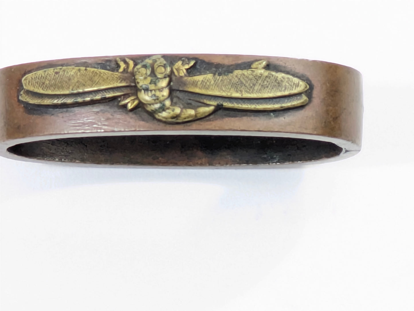 LS#110 FUCHI/KASHIRA 18-19th C Japanese Edo Antique Koshirae Sword Fitting “Insects“