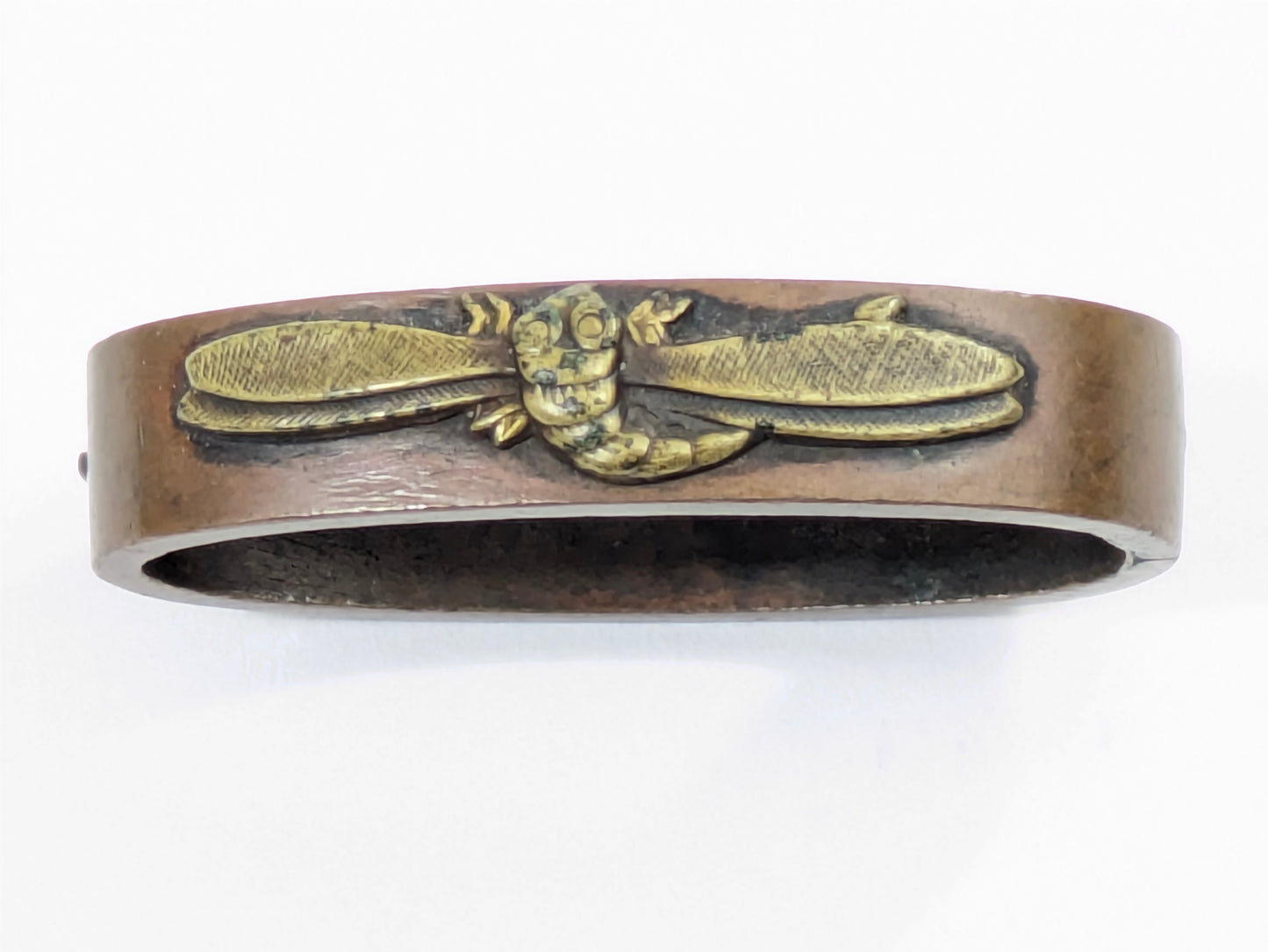 LS#110 FUCHI/KASHIRA 18-19th C Japanese Edo Antique Koshirae Sword Fitting “Insects“