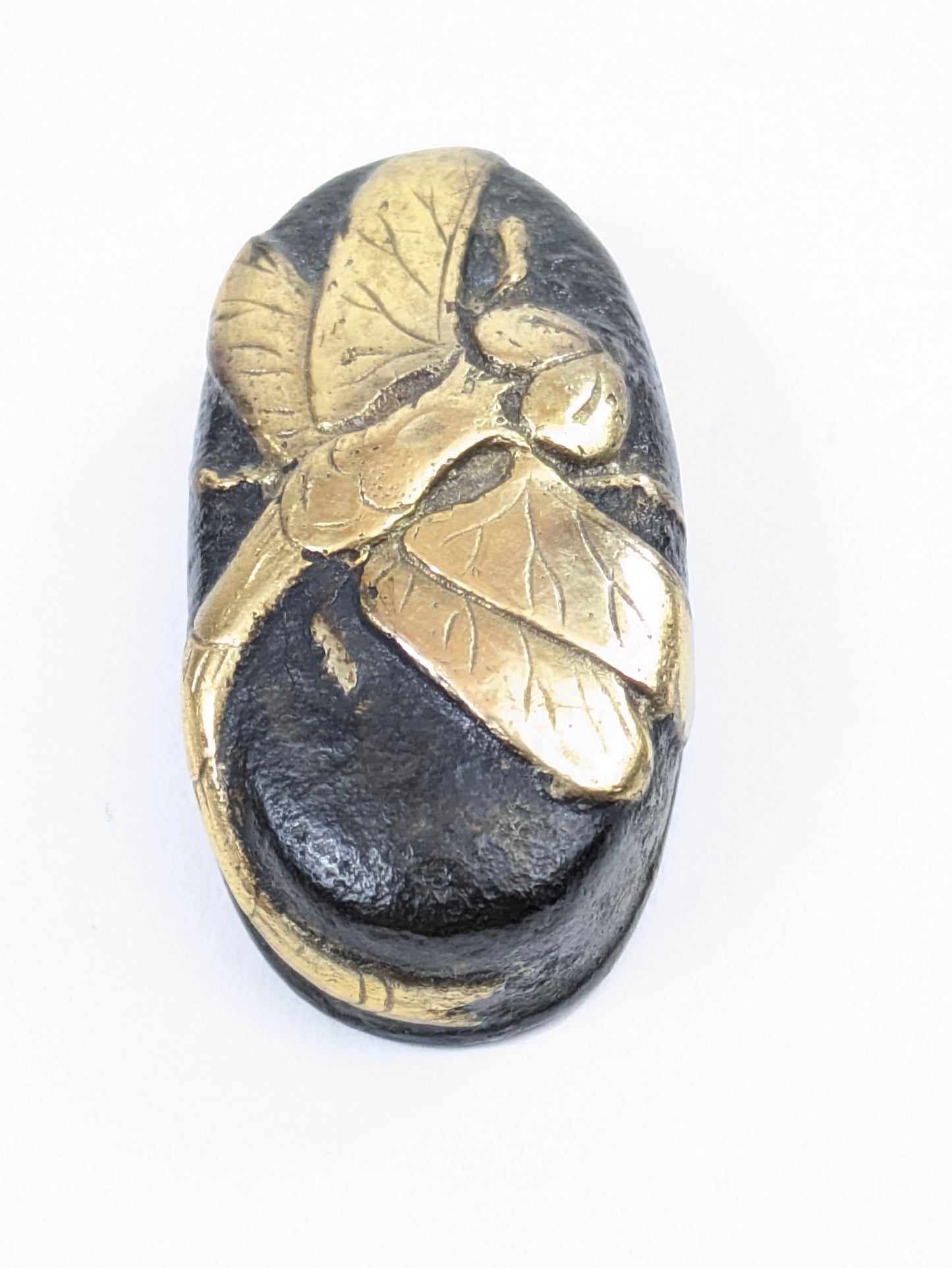 Japanese Edo Period Katana Samurai Sword Fuchi-Kashira Gilt Dragonfly Shakudō LS062