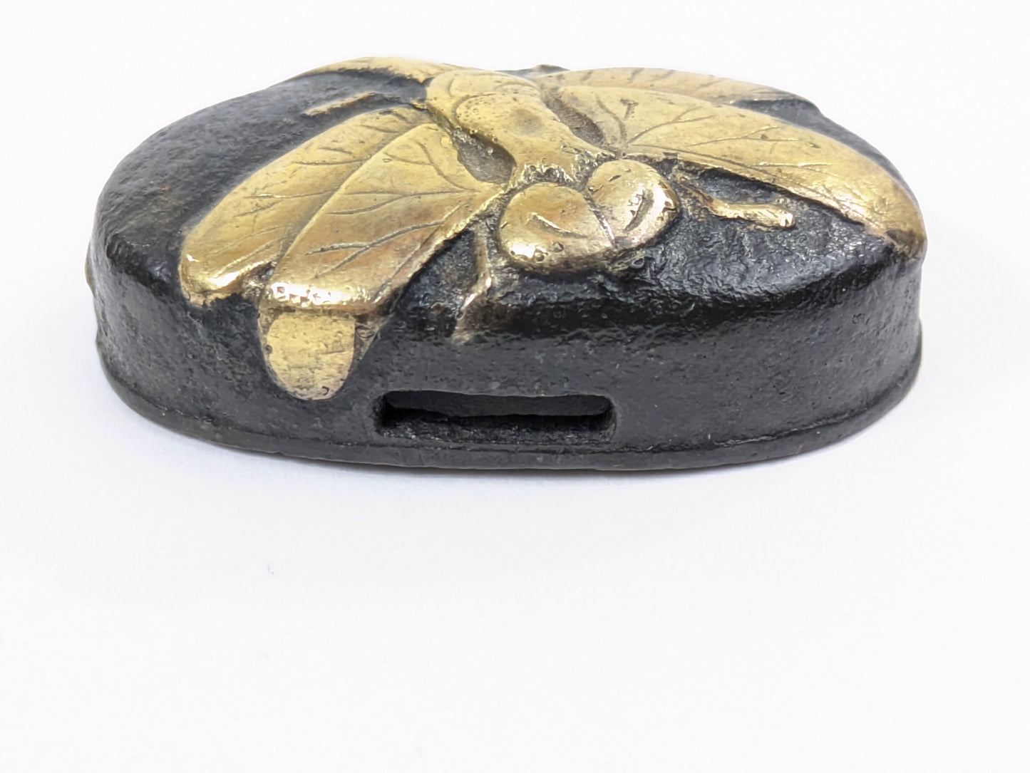 Japanese Edo Period Katana Samurai Sword Fuchi-Kashira Gilt Dragonfly Shakudō LS062