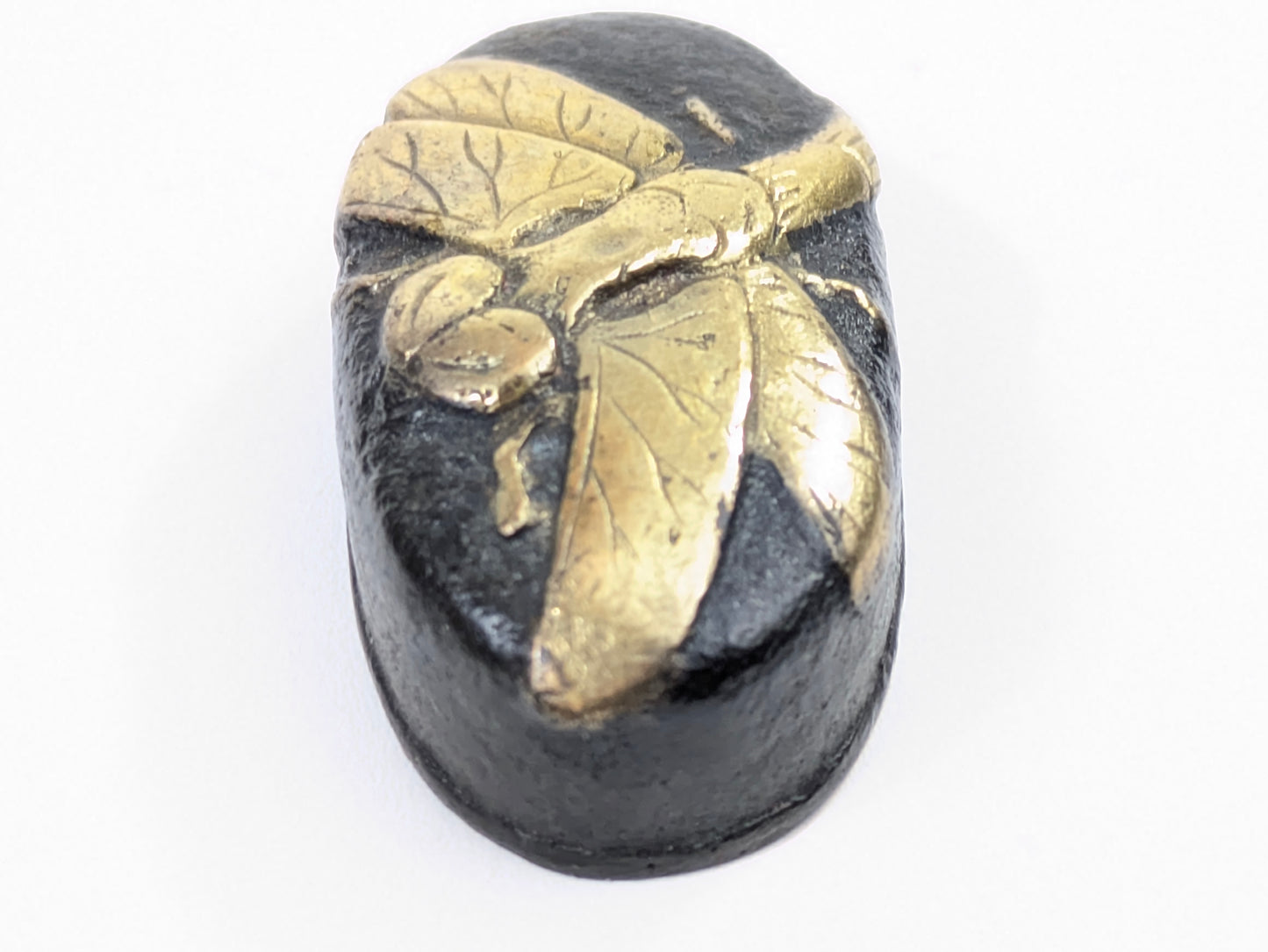 Japanese Edo Period Katana Samurai Sword Fuchi-Kashira Gilt Dragonfly Shakudō LS062