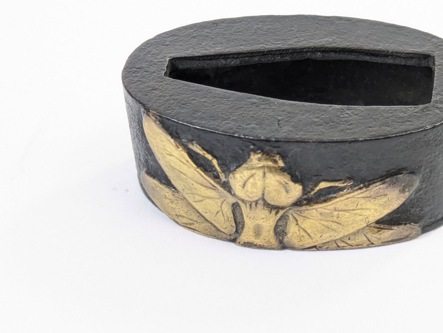 Japanese Edo Period Katana Samurai Sword Fuchi-Kashira Gilt Dragonfly Shakudō LS062