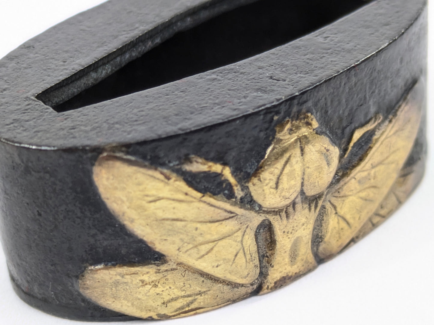 Japanese Edo Period Katana Samurai Sword Fuchi-Kashira Gilt Dragonfly Shakudō LS062