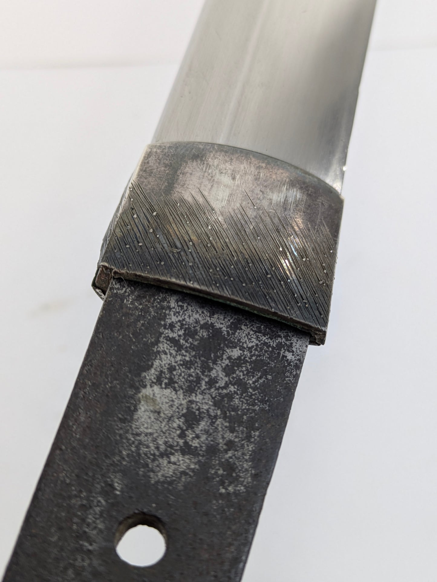 Antique Japanese Tanto – Edo Period – Deer and Pine Fittings, Arrowhead Tsuba, Black Lacquer Saya LS122