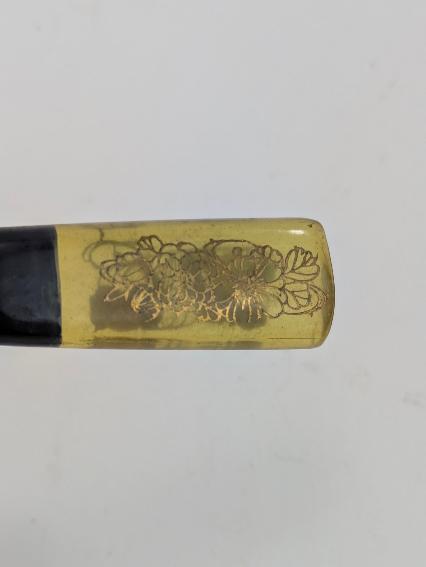 Antique Japanese Kogai Hairpin Bamboo Maki-e Chrysanthemum, c.1880